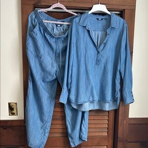 Lands' End Light Blue Tencel Chambray Shirt